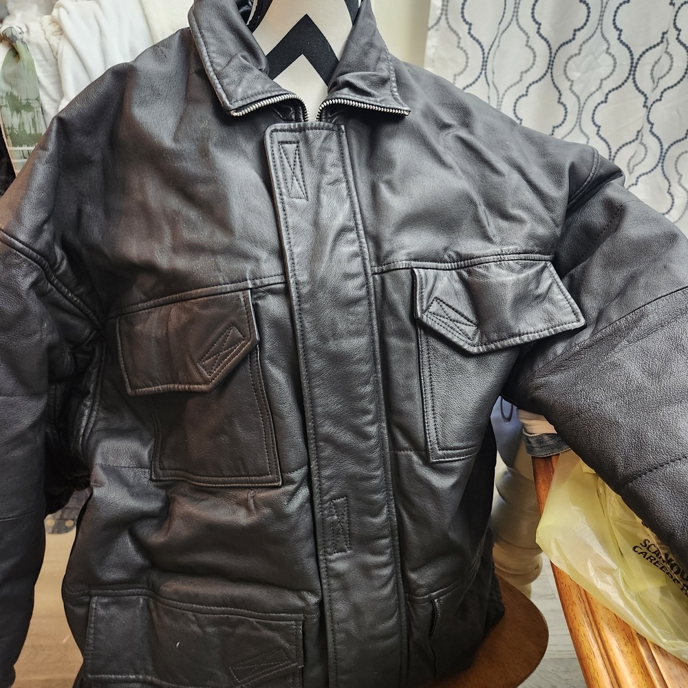 Wilsons Leather Black Military Jacket